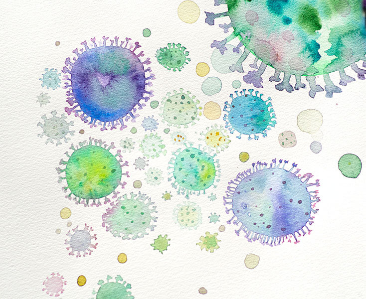 Maleri av partikler og virus